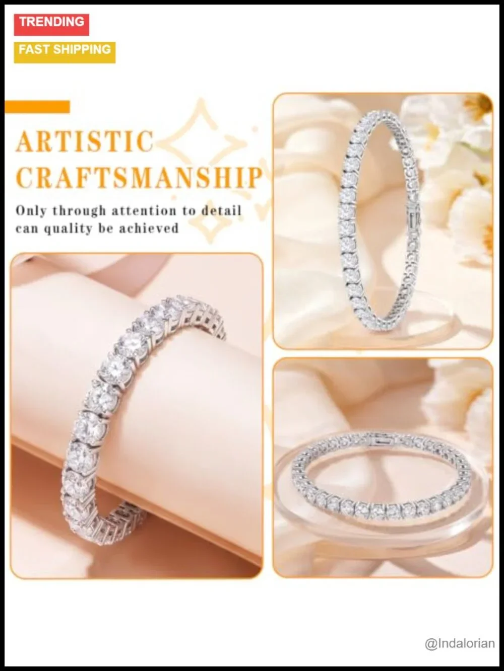 14K Gold-Plated Tennis Bracelet 4MM Round-Cut Cubic Zirconia